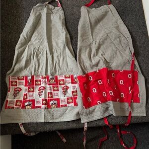Ohio State Themed Aprons with Red and Gray Design